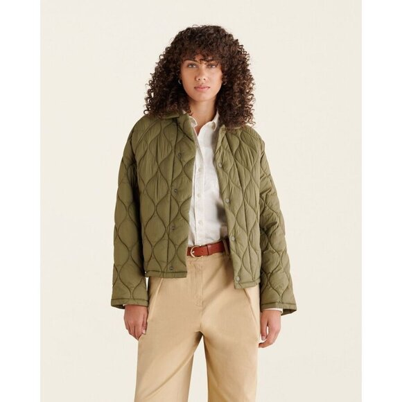 Roots Jackets & Blazers - ROOTS Brooks Green Quilted Nylon Lightweight Boxy Jacket, Size L